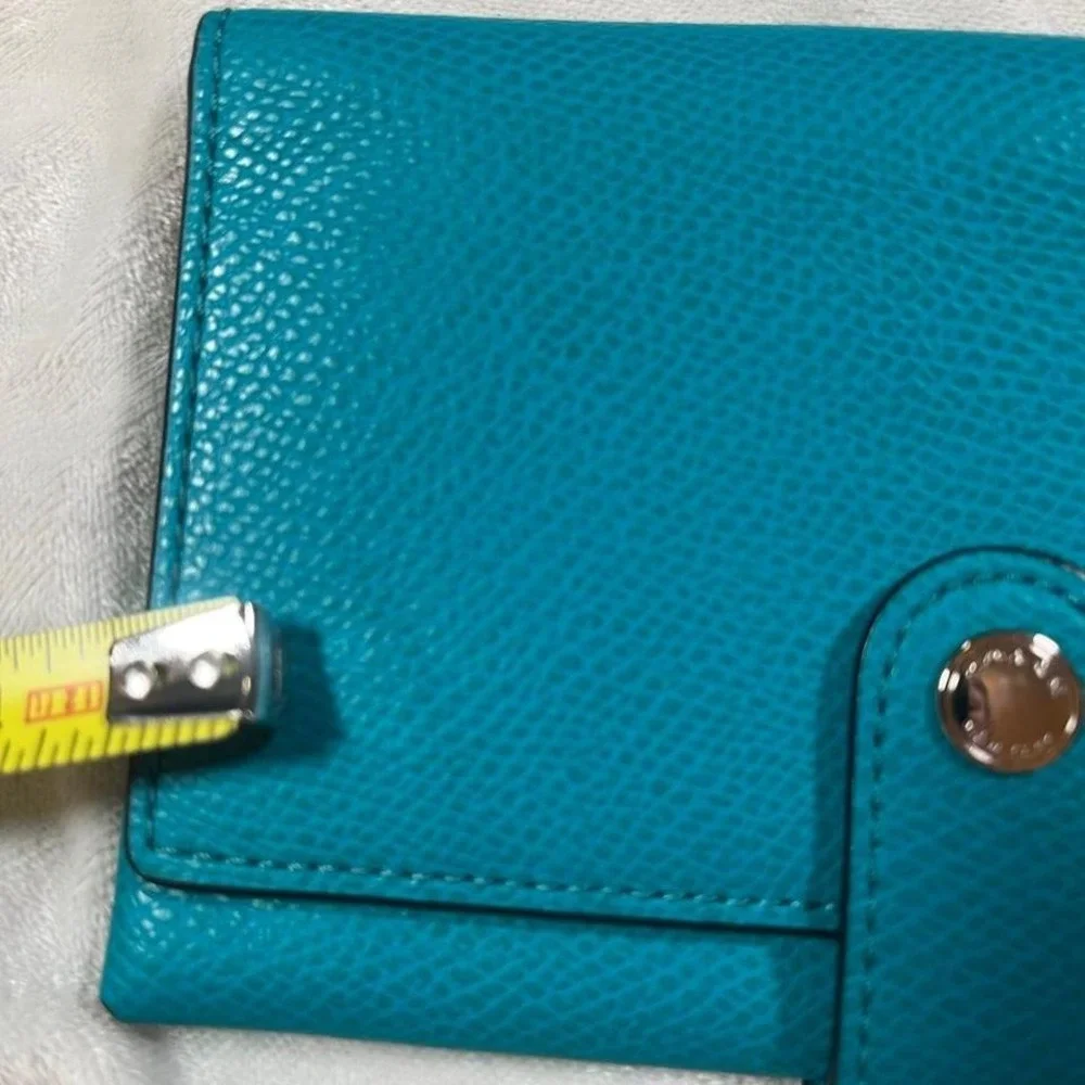 COACH Teal‎ Leather Wallet With Wrist Strap